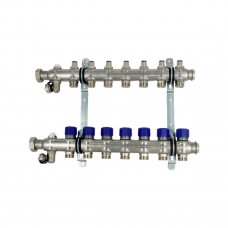 Коллекторная группа, ELSEN, 1", 7 контуров, размер отвода-3/4", PN, бар-4, T°C -от 0 до +70, с вентилями, нержавеющая сталь